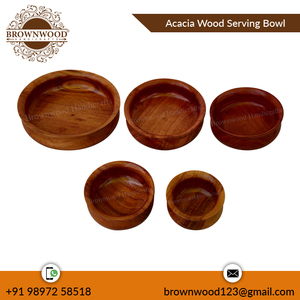 Serving <b>Bowl</b> Set of 5 Handmade Acacia Wood Bulk Quantity Manufacturer and Exporter of Wooden <b>Bowls</b> Set for Home and Catering Use - Product Image 3