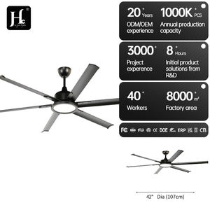 Big Size Modern Aluminum 6 Blade Indoor Warehouse Factory <b>Remote</b> <b>Control</b> DC Motor LED <b>Ceiling</b> <b>Fan</b> <b>with</b> Light - Product Image 5