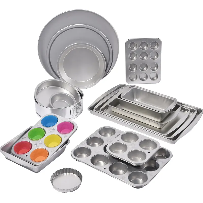 Food Grade Metal 4/6/12 Cup Cake Muffin Pan Round Baking Tray 8 inch Bread Cookie Pizza Baking Pan Sheet for Oven