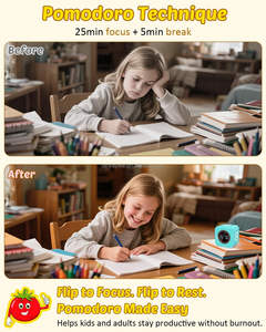 Minuteur numérique Pomodoro Cube 5/<span class=keywords><strong>10</strong></span>/25/50 min, Minuteur visuel de productivité pour enfants, <span class=keywords><strong>Compte</strong></span> <span class=keywords><strong>à</strong></span> <span class=keywords><strong>rebours</strong></span> personnalisé, Modes silencieux et sonores - Product Image 3