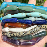 Perles en pierre naturelle agate quartz jaspe labradorite amazonite en forme de goutte d'eau pour la fabrication de bijoux DIY collier