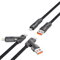 DM Cetakan Pribadi 2 Dalam 1 180 °   Kabel Pengisian Cepat USB A Tipe C iOS PD yang Dapat Diputar, Kabel Data LED Berbahan Nilon Kepang, Logo dan Warna Dapat Disesuaikan