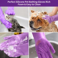 Gants de bain magiques en silicone pour chats, en stock pour les produits de bain pour animaux, gants-brosses (1 paquet)