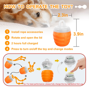 Juguete Inteligente de Lujo para Perros, Pelota Rodante Automática con Rotación de 360°, Sonido, Activación por Movimiento, Recargable por USB, de Silicona - Product Image 3