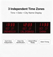 Reloj de Pared con Múltiples Zonas Horarias, Reloj Digital con Horario de Verano Automático (DST) para Hotel, Oficina, Aeropuerto
