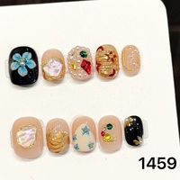 Faux ongles à presser faits main French Manucure Amande Moyenne Effet Chrome Brillant Acrylique Longs pour Femme Décoration Couverture Complète Artificiels