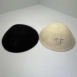 <span class=keywords><strong>Kippa</strong></span> en lin personnalisable pour les célébrations de Hanoucca, avec motifs brodés, collection Simcha, broderie de dreidel et menorah - Product Image 5