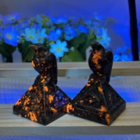New Product 7-8cm Crow Bird Crystal Crafts Obsidian/Yooperlite/Labradorite Pyramid Raven Statues Reiki Healing Home Decor