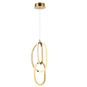 Modern Simple Stainless Steel Gold Led Lighting Dining Bedroom Room Hanging Lamp Pendant Light Chandelier