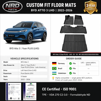 Tapis de voiture 3D TPE Premium NRD TECH pour BYD Atto 3 Yuan Plus EV LHD 5 places |   Tapis de chargement imperméable, inodore, antidérapant et écologique