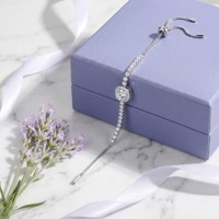 Bracelet de charme carré perlé en argent sterling 925 avec moissanite, pour femme, bijoux de luxe pour usage quotidien, cadeau personnalisé, 5g