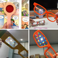 Lunettes 3D VR polarisées en verre à diffraction avec carte à grille, carte postale 3D Feux d'artifice et écran virtuel de plus de 80 pouces