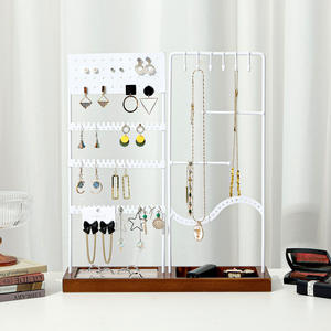 Présentoir à bijoux en bois de fer détachable plateau de rangement suspendu pour boucles d'oreilles colliers accessoires Design moderne - Product Image 4