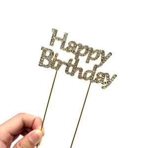 Decorazione per <span class=keywords><strong>Torta</strong></span> 'Happy Birthday' con Strass Cristallini Lucidi all'Ingrosso per Feste di <span class=keywords><strong>Compleanno</strong></span> - Product Image 6