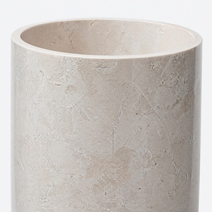 Lavabo de Baño Independiente de Travertino, Lavabo de Piedra Blanca, Diseño Rústico, Acabado Pulido, Montaje de Grifo de un Solo Orificio - Product Image 4