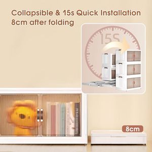 Best Selling Foldable Collapsible Storage Cabinet PP <b>Plastic</b> Stackable <b>Box</b> for Children's Toys Organizer Over 35L Capacity - Product Image 3