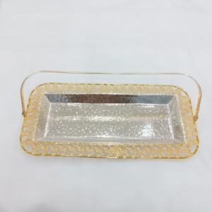 Plateau de service ajouré en fer forgé, or et argent, pour le Ramadan et l'Aïd Moubarak, décoration festive du Moyen-Orient, offre spéciale - Product Image 1