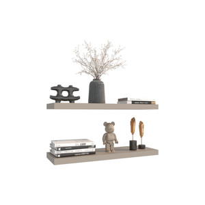 <b>Floating</b> <b>Shelves</b> 1.50" H 2 <b>Shelves</b> Taupe Wall Mount Display Rack - Product Image 6
