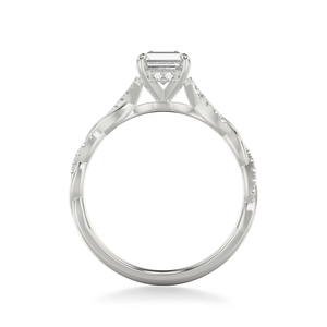 แหวนหมั้นเพชรทรง Asscher ขนาด 1-5 กะรัต ทองคำขาว 14K ดีไซน์เกลียวลายฝังเพชรด้านข้าง พร้อมใบรับรอง IGI สำหรับผู้หญิง - Product Image 4