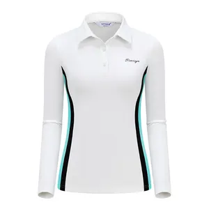 女式高尔夫t恤长袖马球衫快干轻便运动网球衬衫女式高尔夫服装