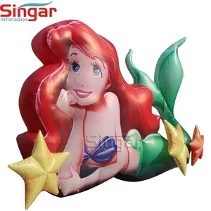 Dak Decoratie Grote Opblaasbare Mermaid, Mermaid Ballon, Opblaasbare Mermaid Cartoon