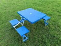 Ensemble de table et de chaises pliantes d'extérieur en alliage d'aluminium moderne, 4 places, avec trou pour parasol, pour cour et camping
