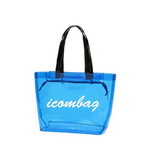 Sacs fourre-tout transparents en PVC écologiques personnalisés avec logo, sacs de shopping transparents à la mode, sacs de plage ouverts imperméables à bandoulière – Vente en gros - Product Image 4