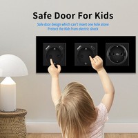 Enchufe de Pared Inteligente Doble Schuko Alemán con Panel de Vidrio Wifi Tuya Google, Tomacorriente de 16A con Puertos de Carga USB-A y Tipo-C