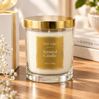 Bougie parfumée de luxe avec emballage cadeau avec nœud en ruban, bougie aromathérapeutique de qualité supérieure, logo personnalisé OEM