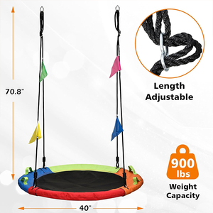 Columpio de jardín ZOSHINE personalizado con cuerdas de múltiples hilos, columpio volador tipo platillo colorido y seguro para árboles, muebles de exterior para patio. - Product Image 2