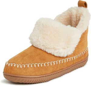 Chaussons d'intérieur doublés en peluche chaude, bout rond, semelle antidérapante en TPR - Product Image 1