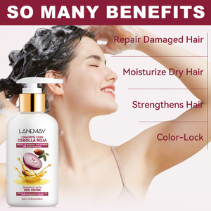 OEM ODM Productos Coreanos para el cuidado del cabello Champú y acondicionador de biotina de cebolla roja nutritiva e hidratante profunda para cabello de belleza - Product Image 3