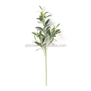free sample wholesales plastic silk fabric real touched 26 inch Artificial Olive Branch with Green Olives