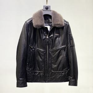 Moda invernale <span class=keywords><strong>giovane</strong></span> di mezza età scollo di visone staccabile in vera pelle <span class=keywords><strong>abbigliamento</strong></span> da <span class=keywords><strong>uomo</strong></span> rimovibile fodera di montone piumini - Product Image 3