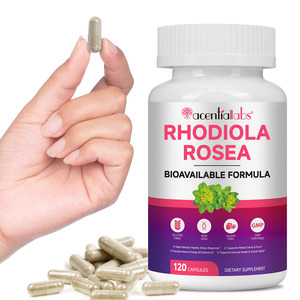 Compléments alimentaires à base de plantes Acentiallabs, extrait naturel biologique de <span class=keywords><strong>Rhodiola</strong></span> <span class=keywords><strong>Rosea</strong></span> en capsules pour l'énergie et le soutien de l'humeur - Product Image 1