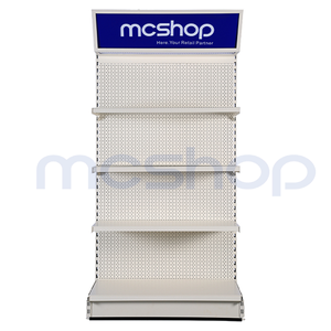 Sistema de Estanterías para Supermercados, Exhibidor Metálico con Panel Trasero Perforado y Vitrina Publicitaria - Product Image 2