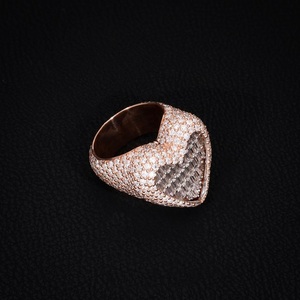 Rose Gold Heart <b>Ring</b> Iced Luxury Bling <b>Statement</b> Moissanite Rhodium Plated Hip Hop Fashion Jewelry Gift Her Elegant Romantic - Product Image 4