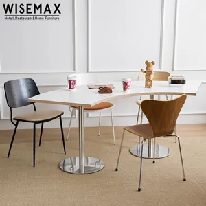 WISEMAX फर्नीचर प्रकाश लक्जरी लकड़ी खाने की मेज नॉर्डिक शैली भोजन कक्ष फर्नीचर के लिए अर्धवृत्त आकार पढ़ने टेबल बेडरूम
