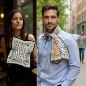 Sciarpa Quadrata con Lettera C Colorata 70x70cm 38g, Stampa alla Moda Multifunzionale per Donne e Uomini - Product Image 2