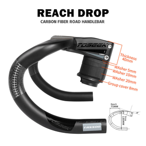 TOSEEK Vente en gros usine Potence de guidon intégrée en carbone pour vélo de route, aérodynamique et légère, diamètre 28,6 mm, Pièces de vélo OEM - Product Image 3