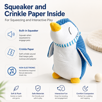 Jouet pour chien en peluche pingouin couineur avec papier froissé, jouet doux pour animaux de compagnie, emballage personnalisé, vente en gros