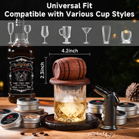 Kit Fumeur à Cocktails et Whisky en Bois avec Torche, 6 Copeaux de Bois, Boîte Cadeau en Bois pour Bourbon et Old Fashioned – Expédition depuis l'entrepôt américain
