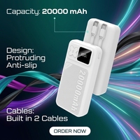Batterie externe portable ultra-fine haute capacité 20000 mAh, sortie 22,5 W, affichage LED, sorties USB Type-C pour téléphone