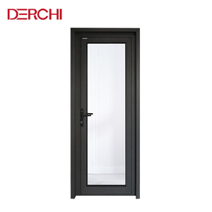 Portes intérieures en verre fumé bon marché de Foshan, cadre en aluminium blanc, portes de salle de bain, portes intérieures d'hôtel, <span class=keywords><strong>porte</strong></span> française à <span class=keywords><strong>double</strong></span> battant - Product Image 2