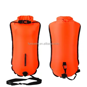 2023 Bright Orange RPET TPU Inflatable Floating Emergency Equipment Open Water Swim Buoy Bag Factory Nylon Swim Buoy
