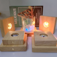 Cadeau créatif, base de lampe en bois, prise USB, veilleuse boule de cristal, lampe de table à led, éclairage d'ambiance de chambre à coucher, base en bois
