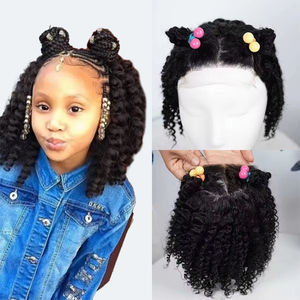 Peluca Frontal de Encaje Rizado con Cierre de Encaje Transparente 4*4 Pre-Depilada de Cabello Humano para Niña y Joven, Venta al por Mayor - Product Image 1