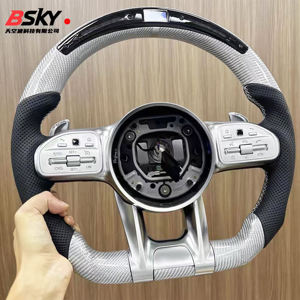Volant en fibre de carbone blanche personnalisé avec LED, adapté aux Mercedes Benz W213 W463 W223 G63 E63 E205 GLA300 GLS A45 <span class=keywords><strong>AMG</strong></span> C43 <span class=keywords><strong>AMG</strong></span> - Product Image 1