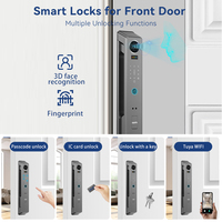 Serrure de porte intelligente WiFi Tuya K42 avec reconnaissance faciale, empreinte digitale, mot de passe, carte-clé, déverrouillage par application et interphone actif pour maison, bureau, porte en bois