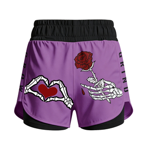 Shorts Deportivos 2 en 1 para Mujer, Cintura Alta con Forro de Compresión Incorporado, Estampado de Esqueleto, para Gimnasio, Running, MMA, Boxeo, Personalizados - Product Image 2